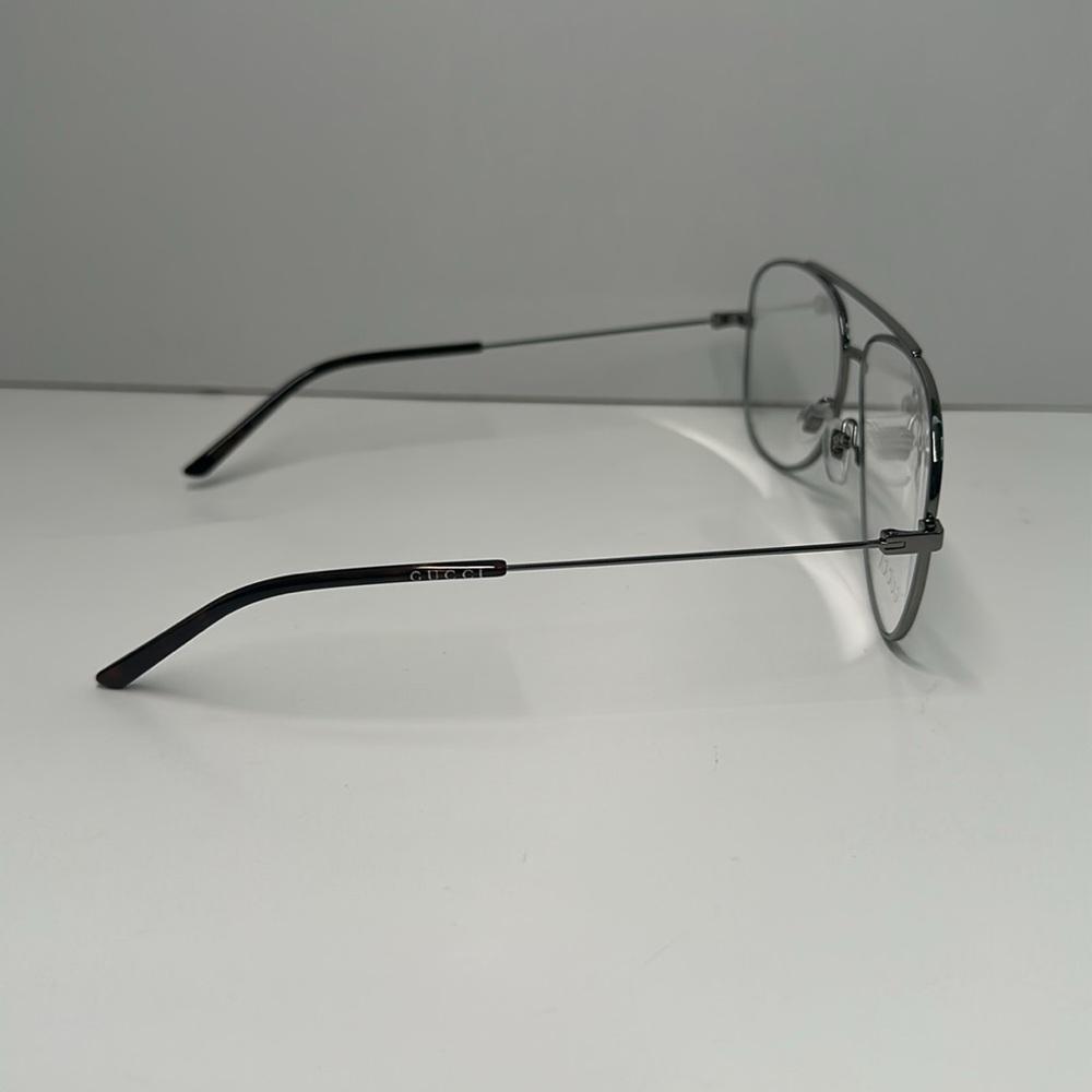 Gucci Silver Aviator Glasses NEW GG0442O Aviator Eyeglasses – Ruthenium / Silver - Picture 7 of 12